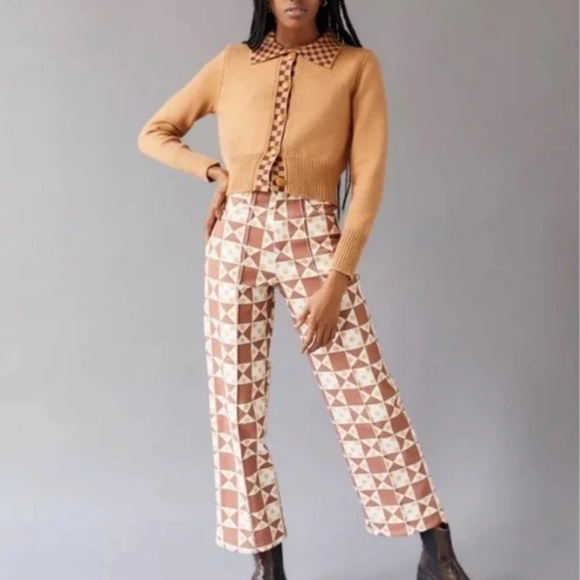 Lisa Says Gah Brown and Cream Straight Leg Jeans - Picture 3 of 9